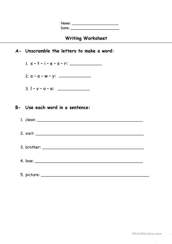 Guided Writing Worksheet