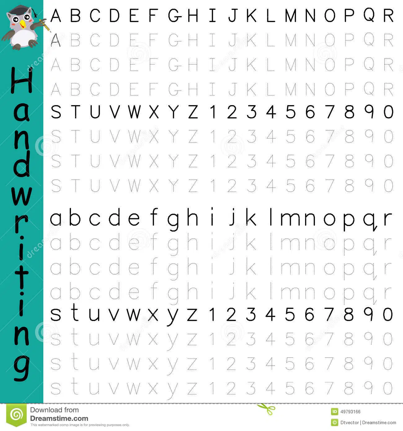 Handwriting Alphabet Number Stock Vector Handwriting Alphabet Number Stock Vector