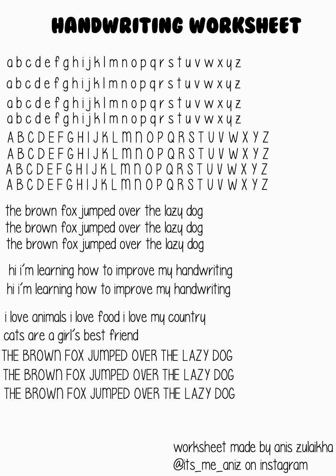 Handwriting Worksheet