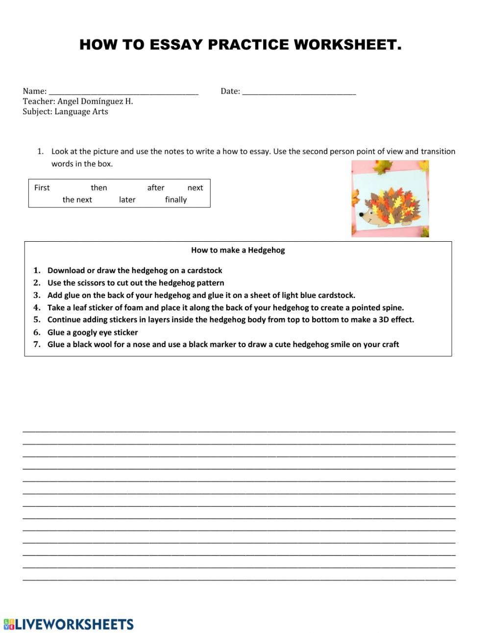 year 7 essay writing worksheets