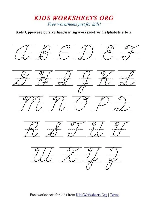 Cursive Writing A To Z Worksheets