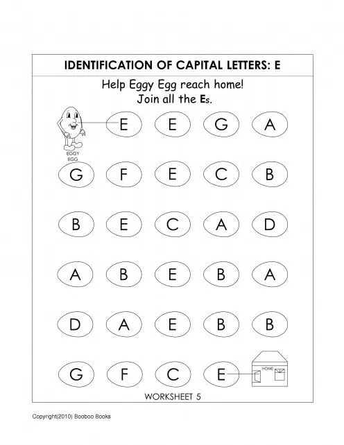 Letter E Recognition Worksheets