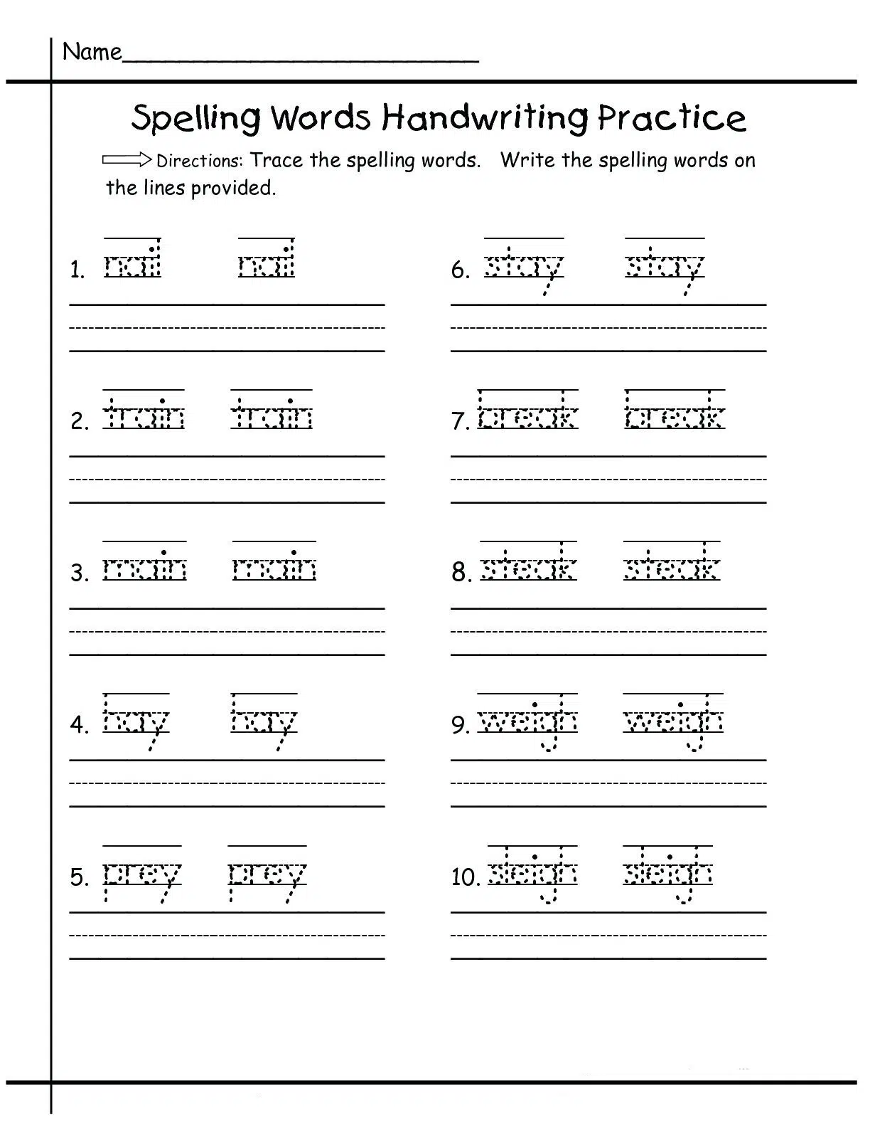 Handwriting Worksheets For Kindergarten