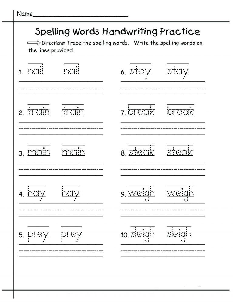 Kindergarten Handwriting Worksheets