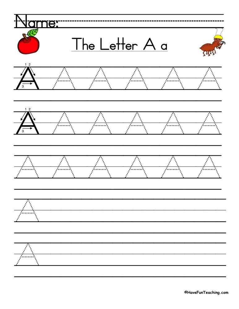 Letter A Handwriting Practice Worksheet
