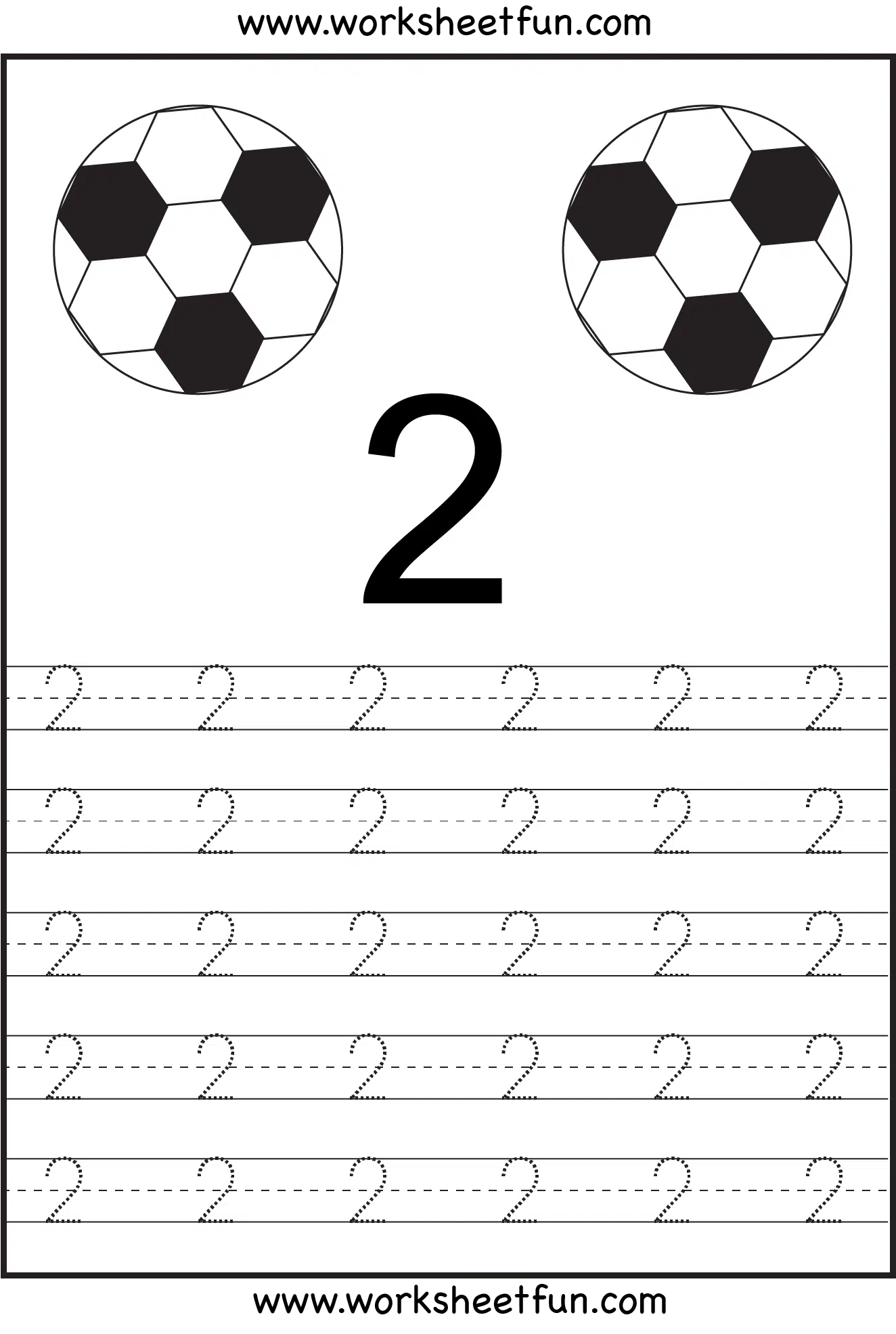 Number 2 Tracing Worksheets