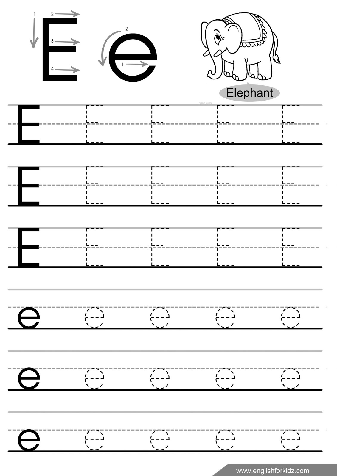 Letter E Worksheets Flash Cards Coloring Pages