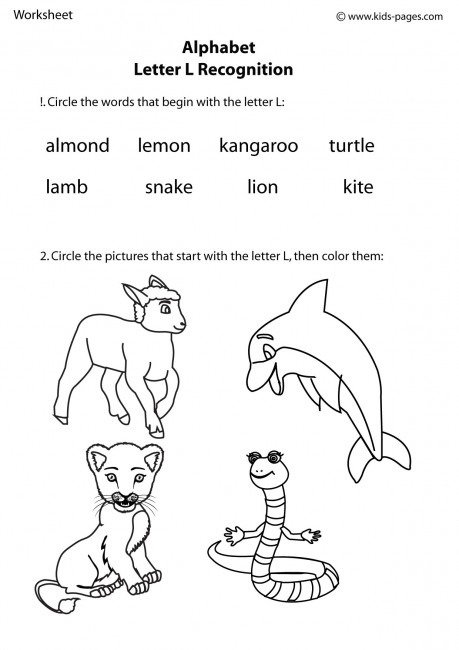 Letter L Recognition Worksheet