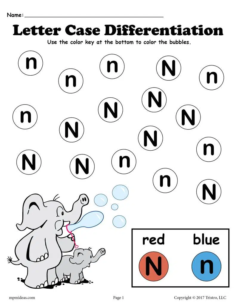Letter N Recognition Worksheets