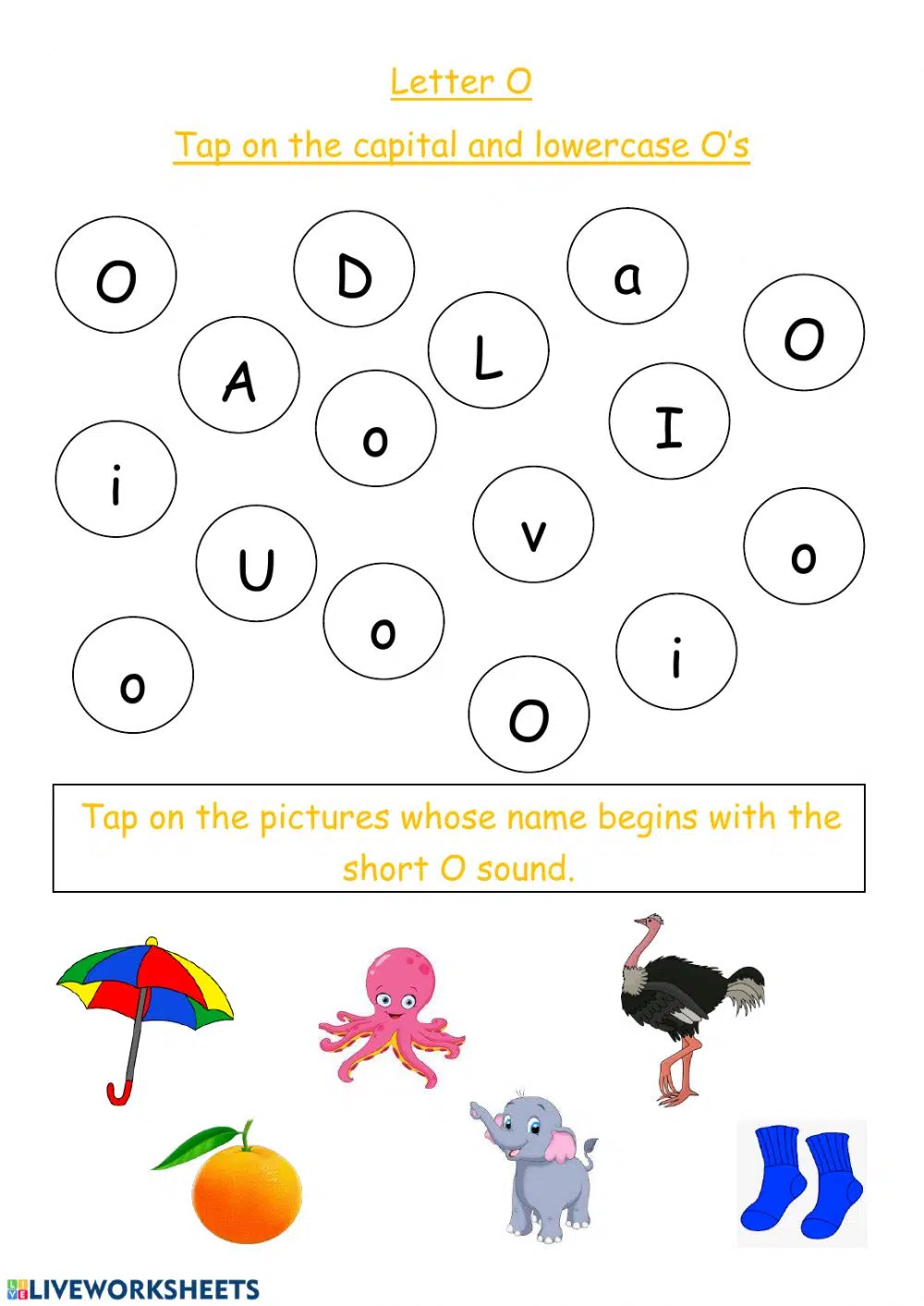 Letter O Recognition Worksheets