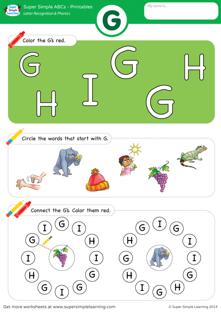 Printable Letter G Recognition Worksheets - GoodWorksheets