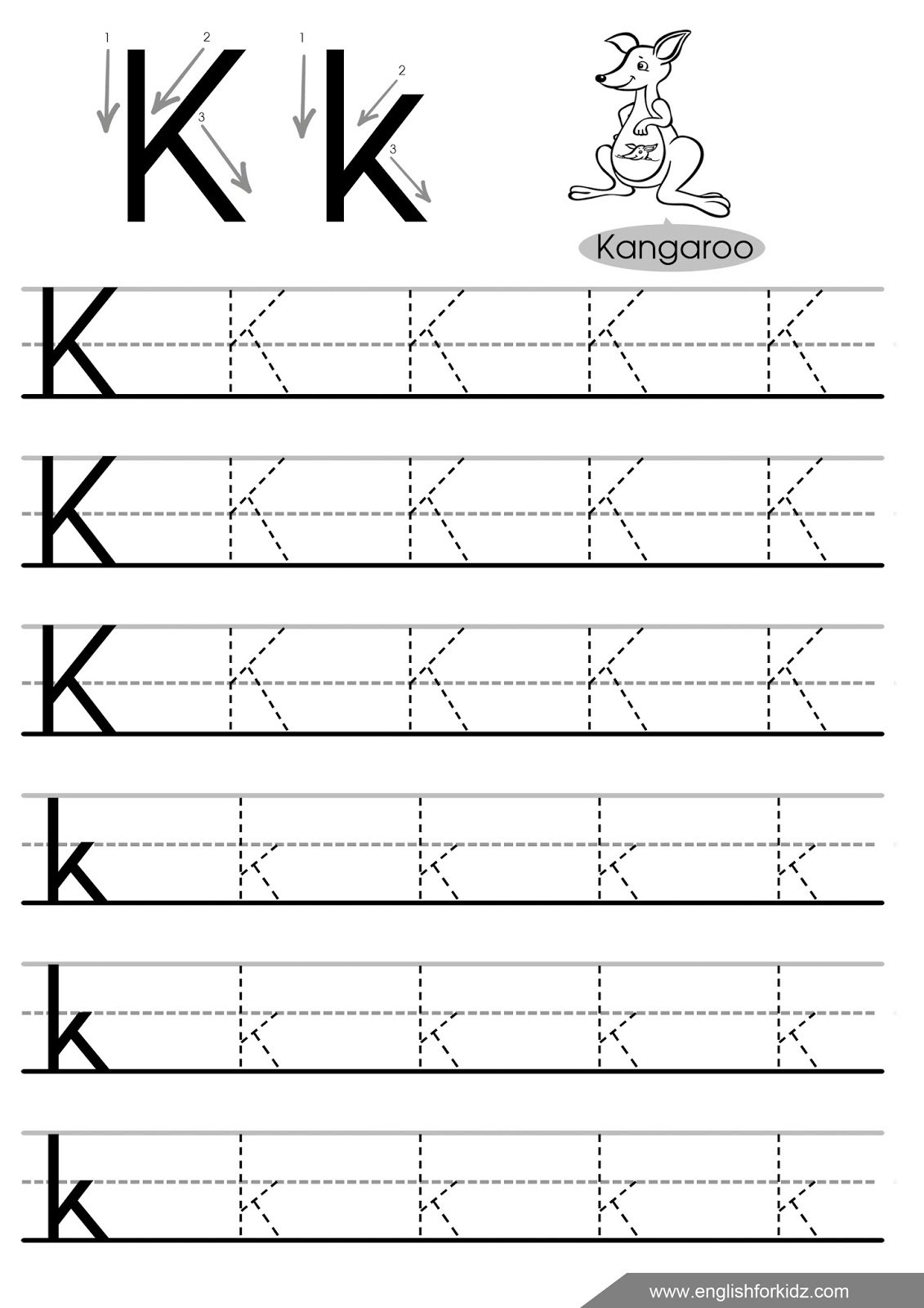 Letter Tracing Worksheets Letters K