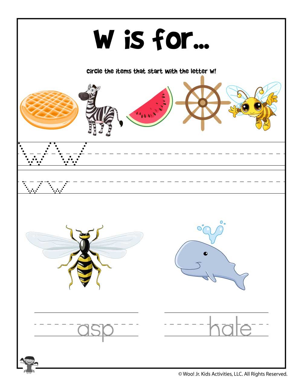 Letter W Phonics Recognition Worksheet