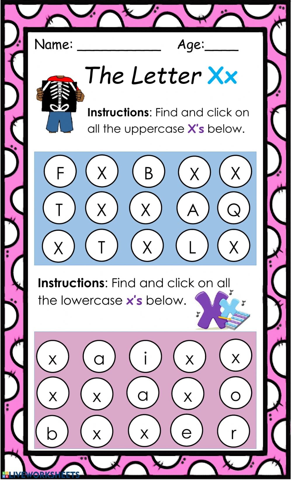 Letter X Search Worksheet Letter X Search Worksheet