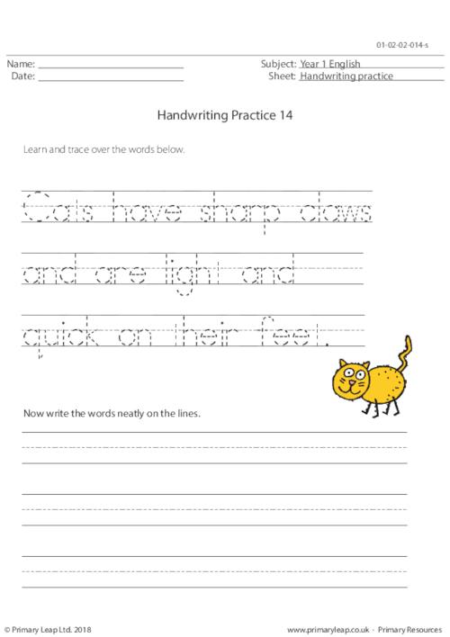 Literacy Handwriting Practice Cats
