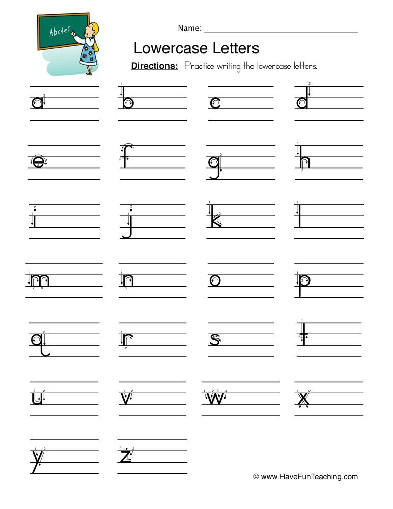 Lowercase Letters Writing Worksheet Lowercase Letters Writing Worksheet