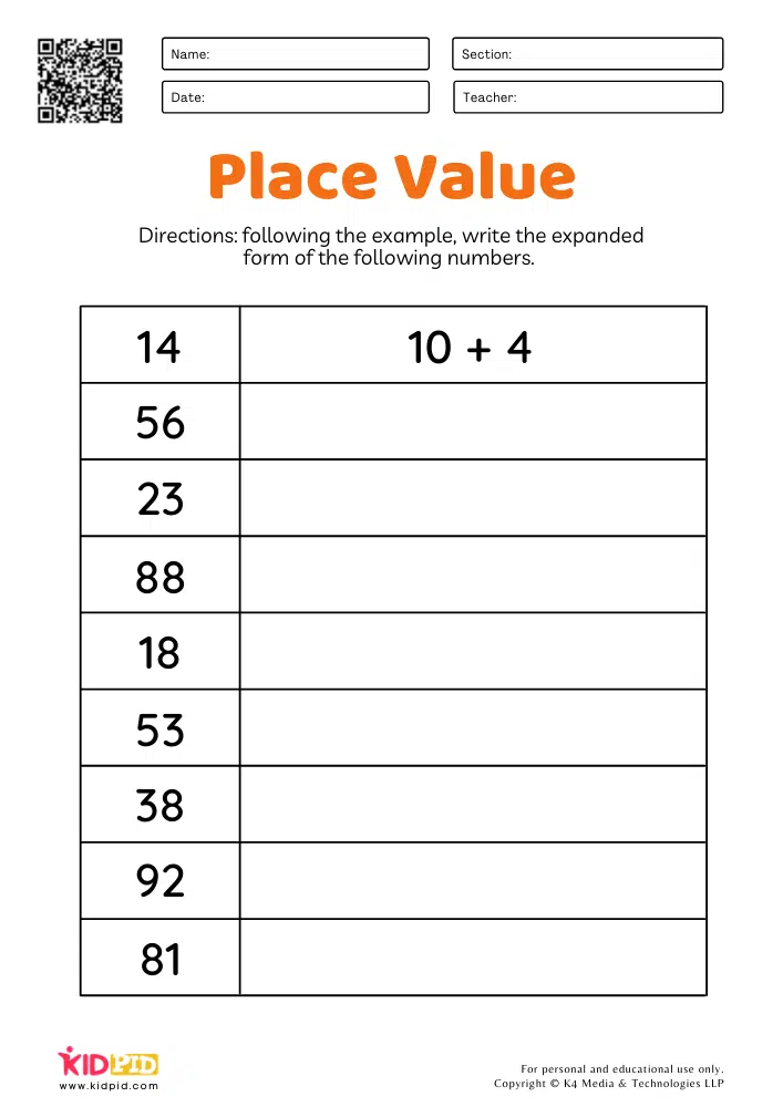 Expanded Form Worksheets