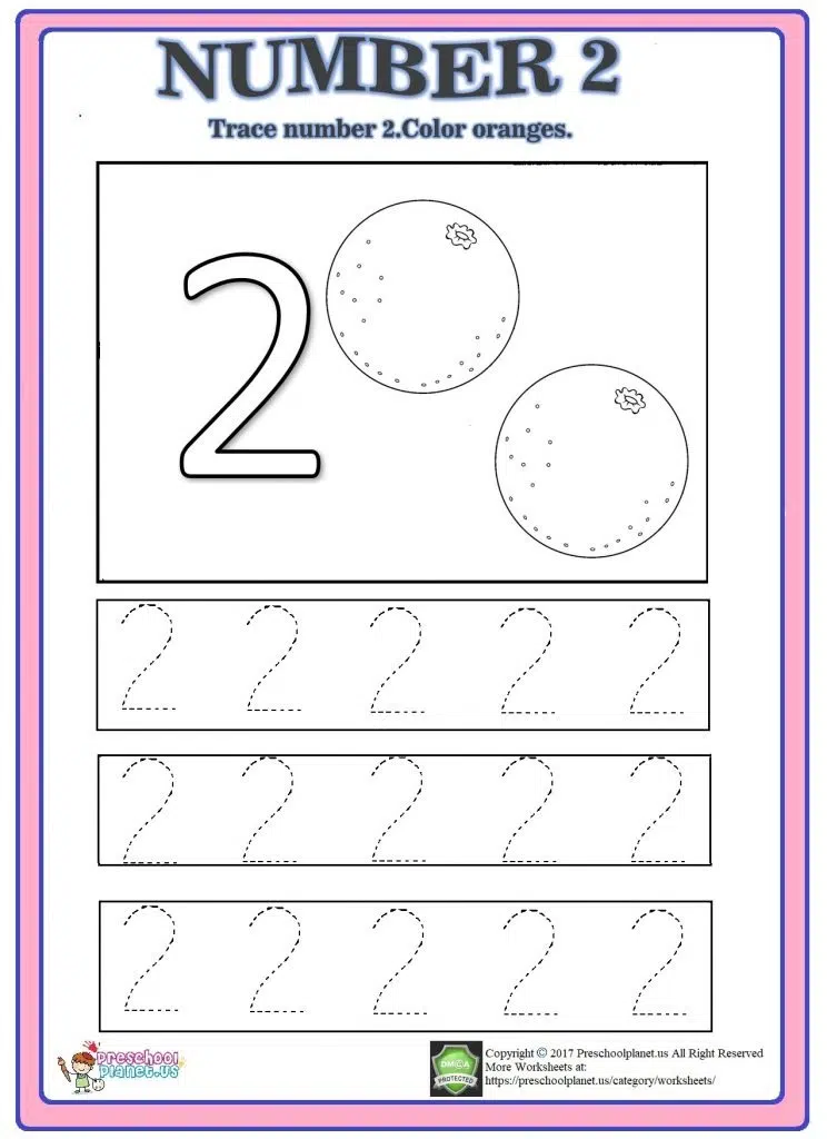 Number Trace Worksheet Preschoolplanet