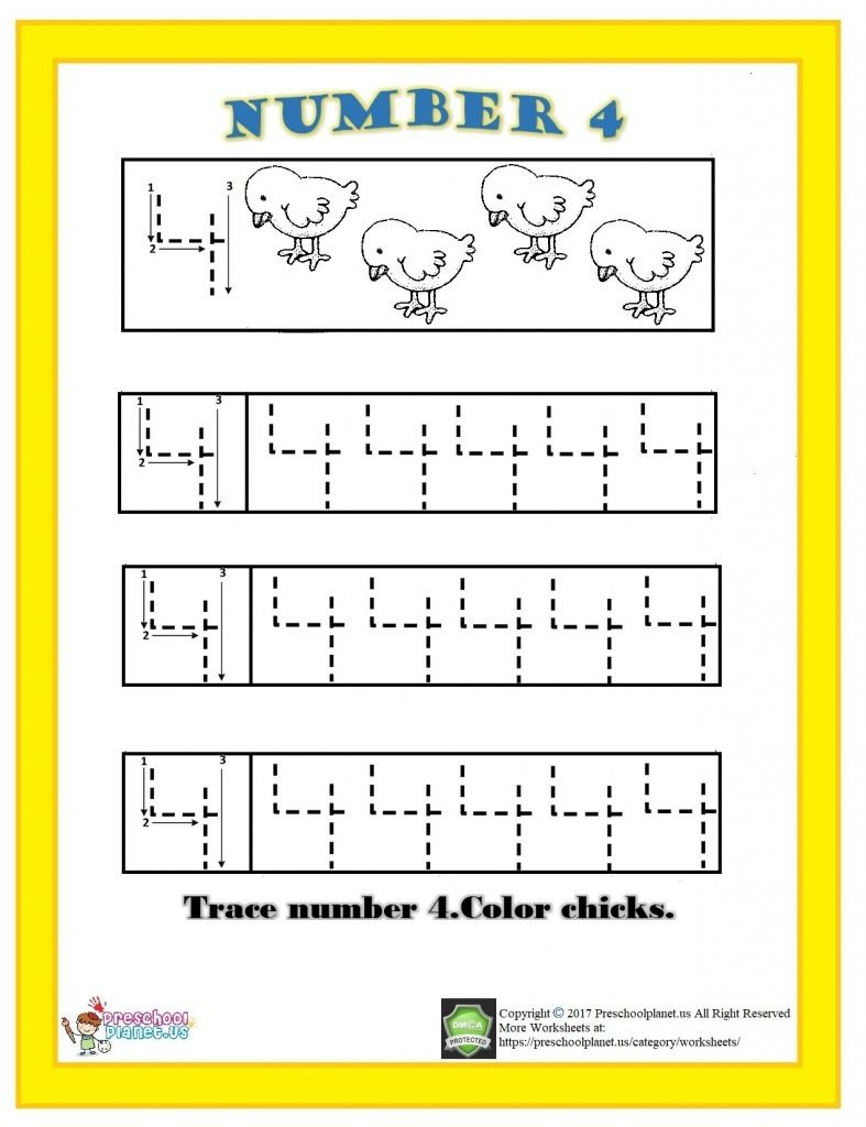 Number Trace Worksheet For Kids Preschoolplanet