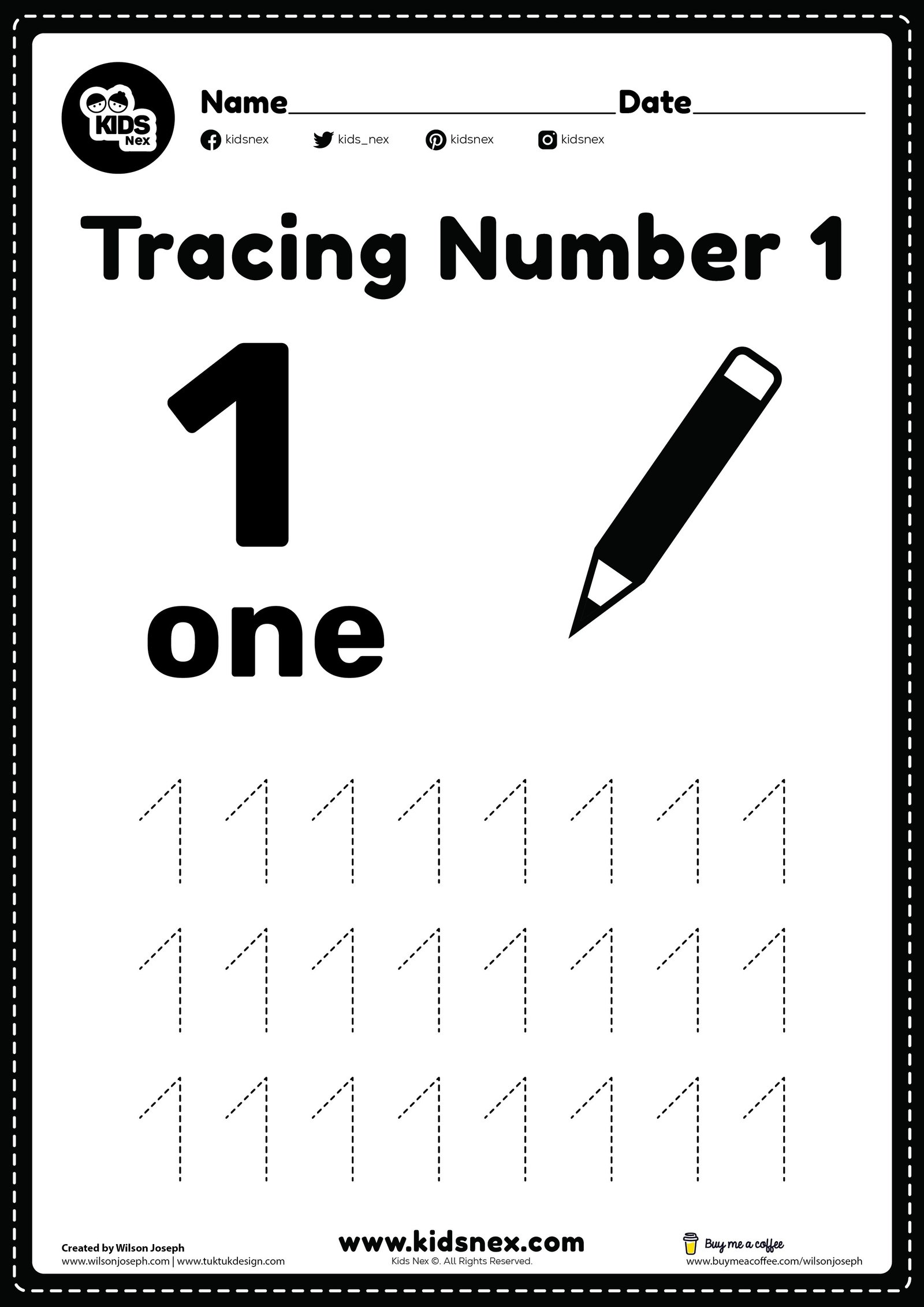Number Tracing Worksheet For Preschool