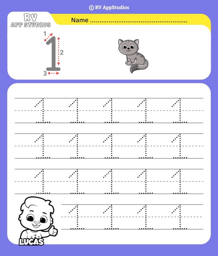 Printable Number 1 Tracing Worksheets - GoodWorksheets