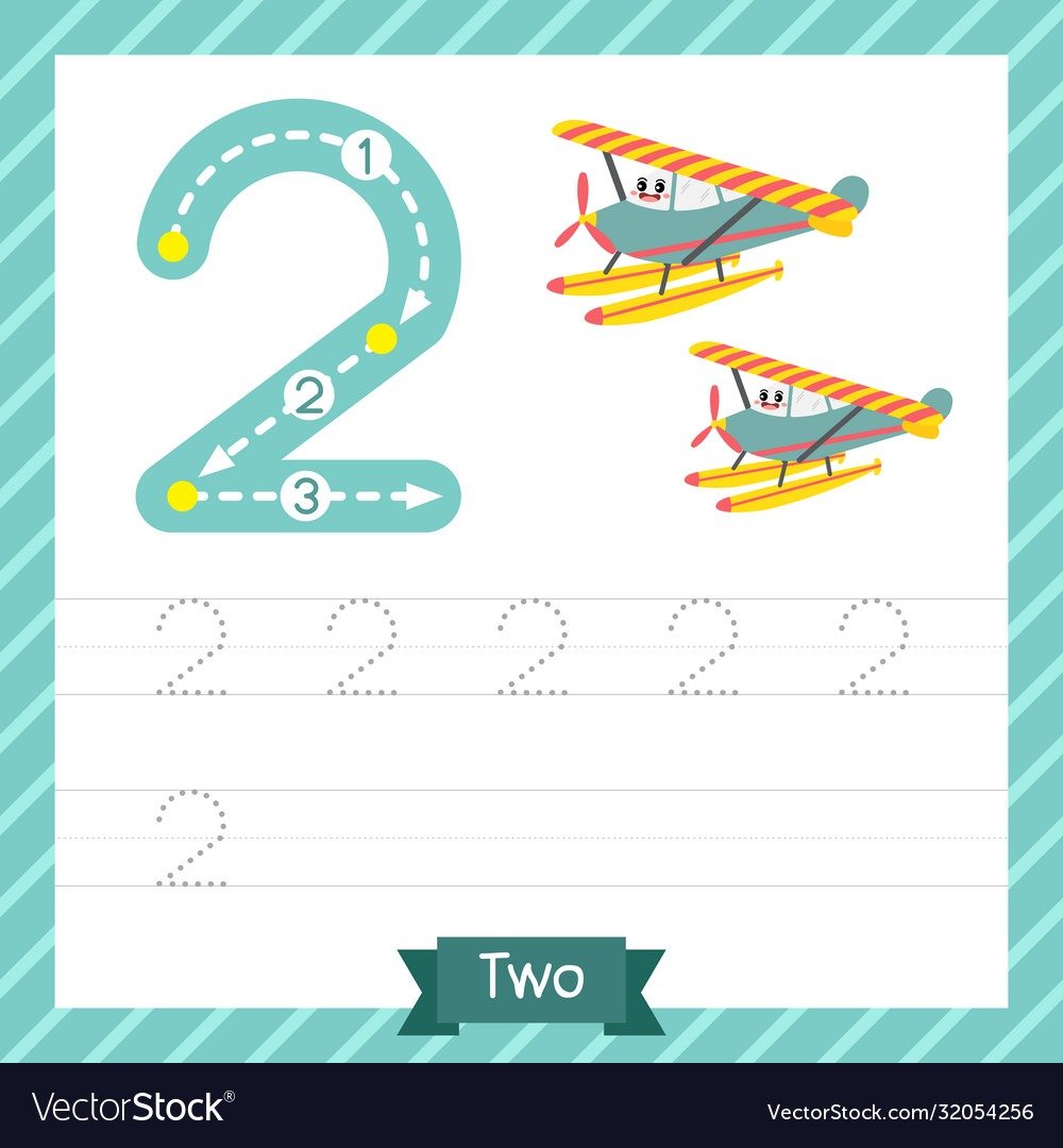 Number Transportation Tracing Worksheet Vector Image