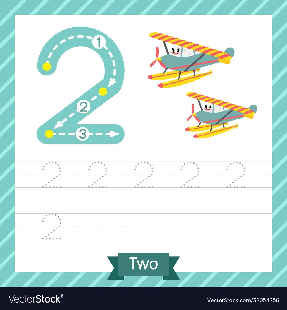 Number Transportation Tracing Worksheet Vector Image
