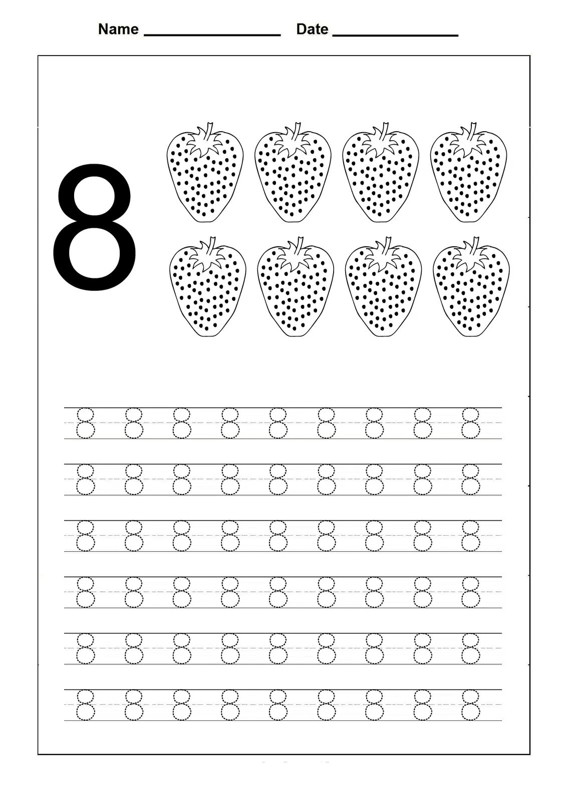 Number 8 Tracing Worksheets