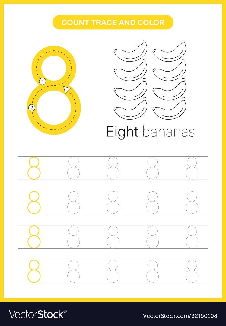 Number Trace And Colour Worksheet Royalty Free Vector Number Trace And Colour Worksheet Royalty Free Vector