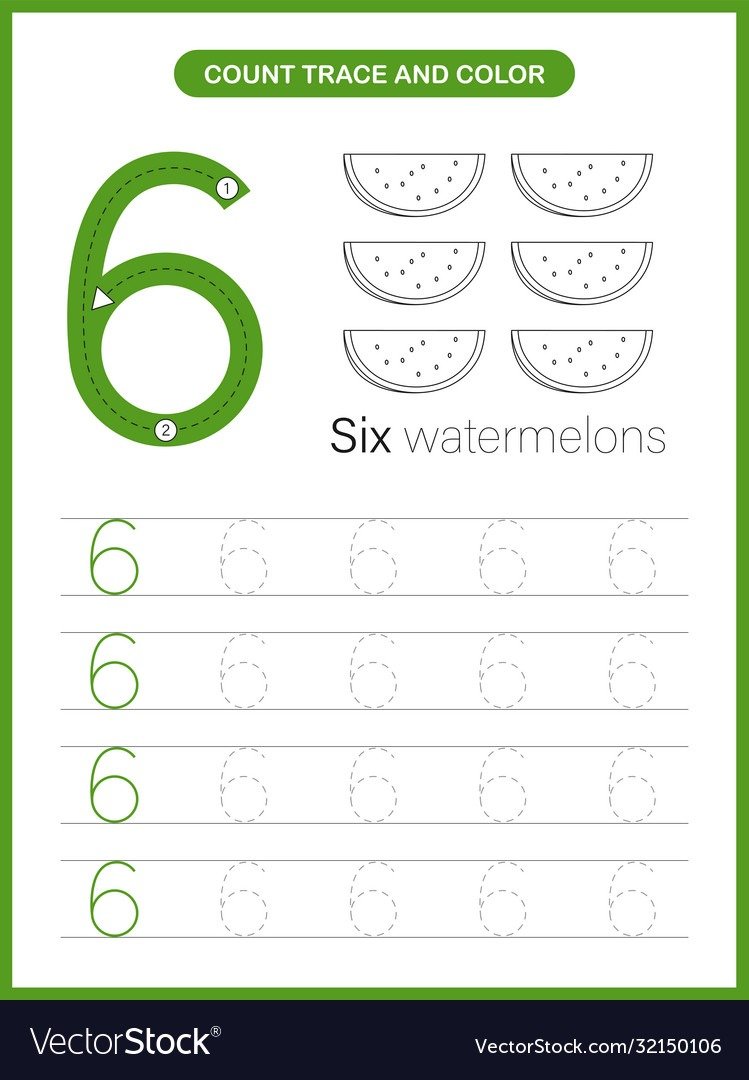 Number Trace And Colour Worksheet Royalty Free Vector