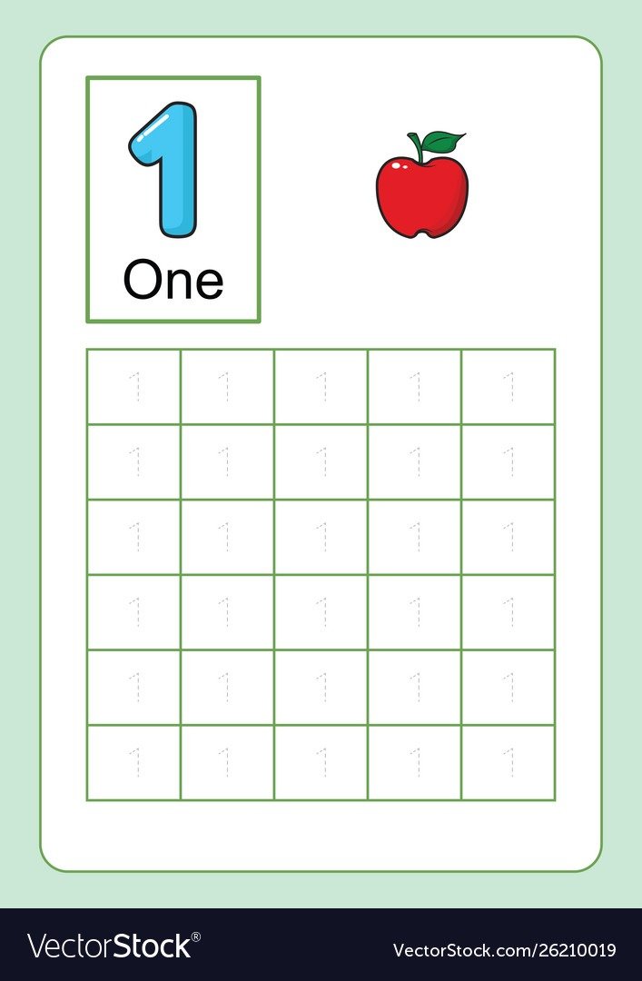 Number Tracing And Writing Tracing Worksheet Vector Image Number Tracing And Writing Tracing Worksheet Vector Image