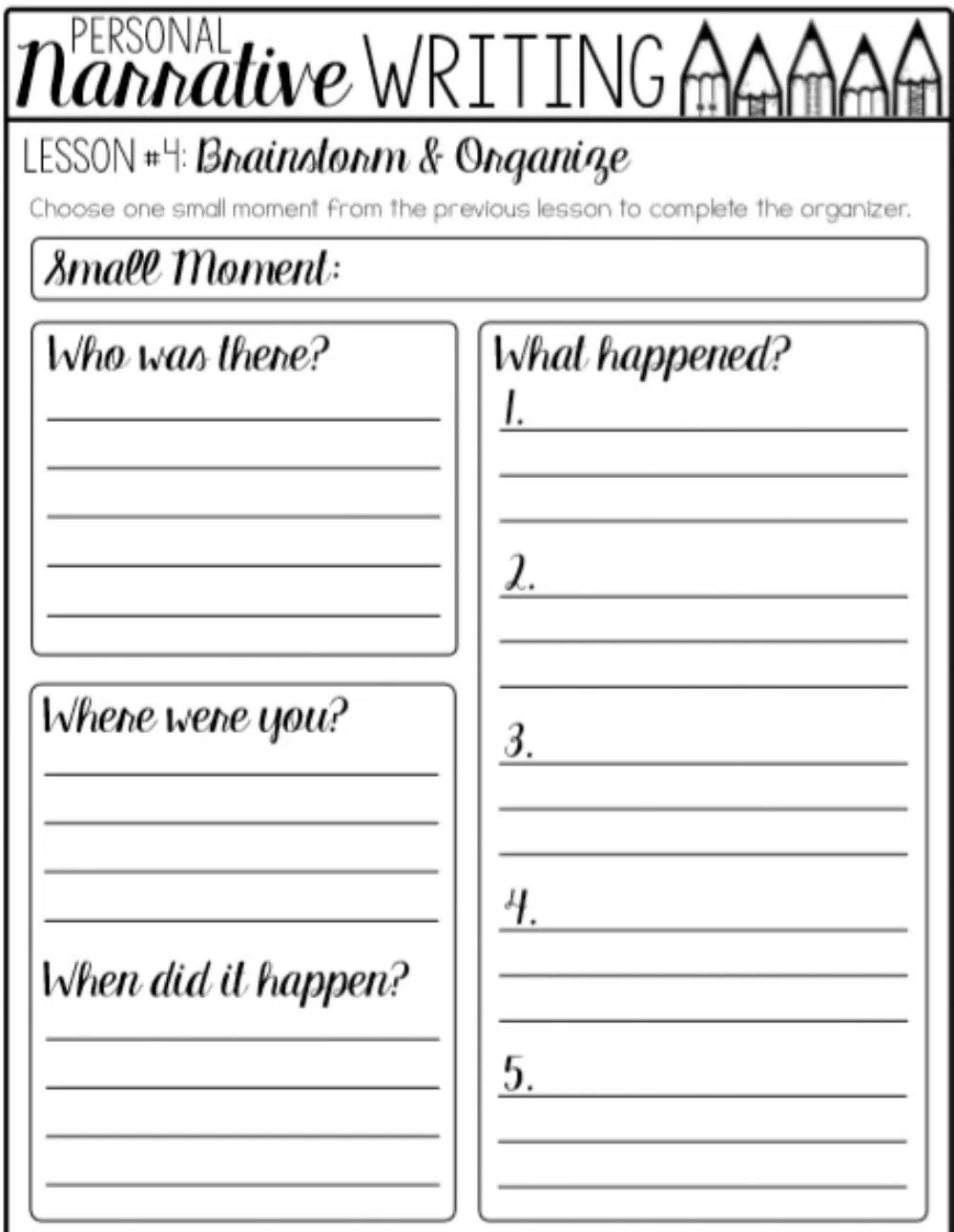 Narrative Writing Worksheets