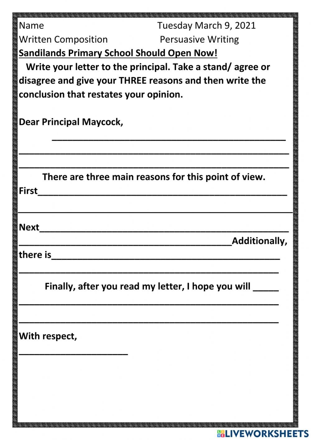 Persuasive Essay Interactive Worksheet