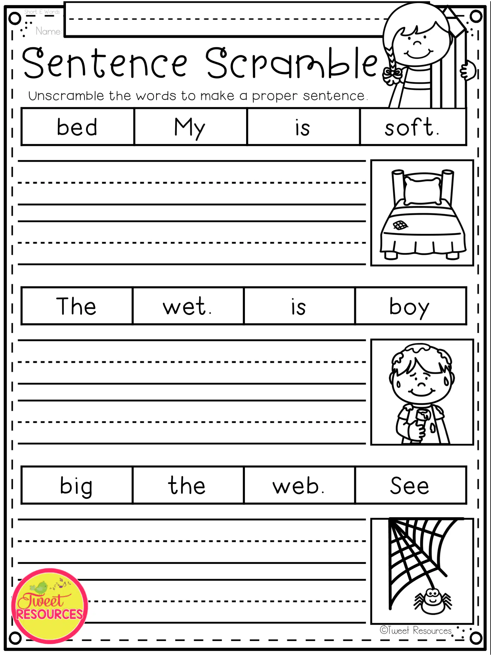 Phonics Sentence Scrambles By Tweet Resources