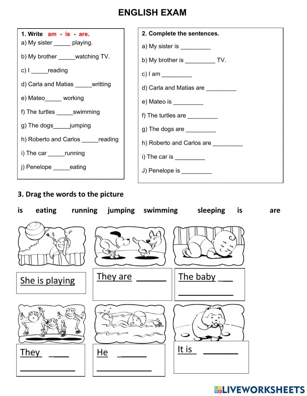 Present Continuous Online Exercise For Primary