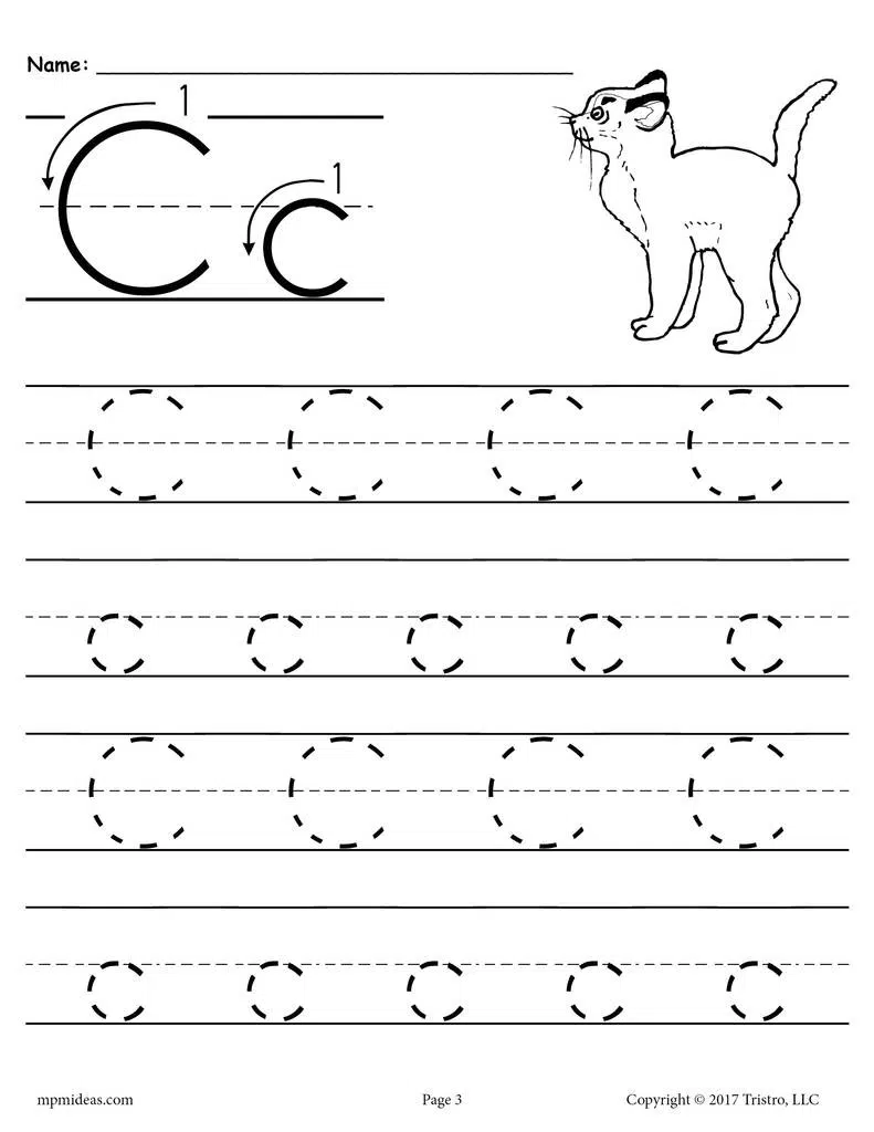 Printable Letter C Tracing Worksheet Supplyme