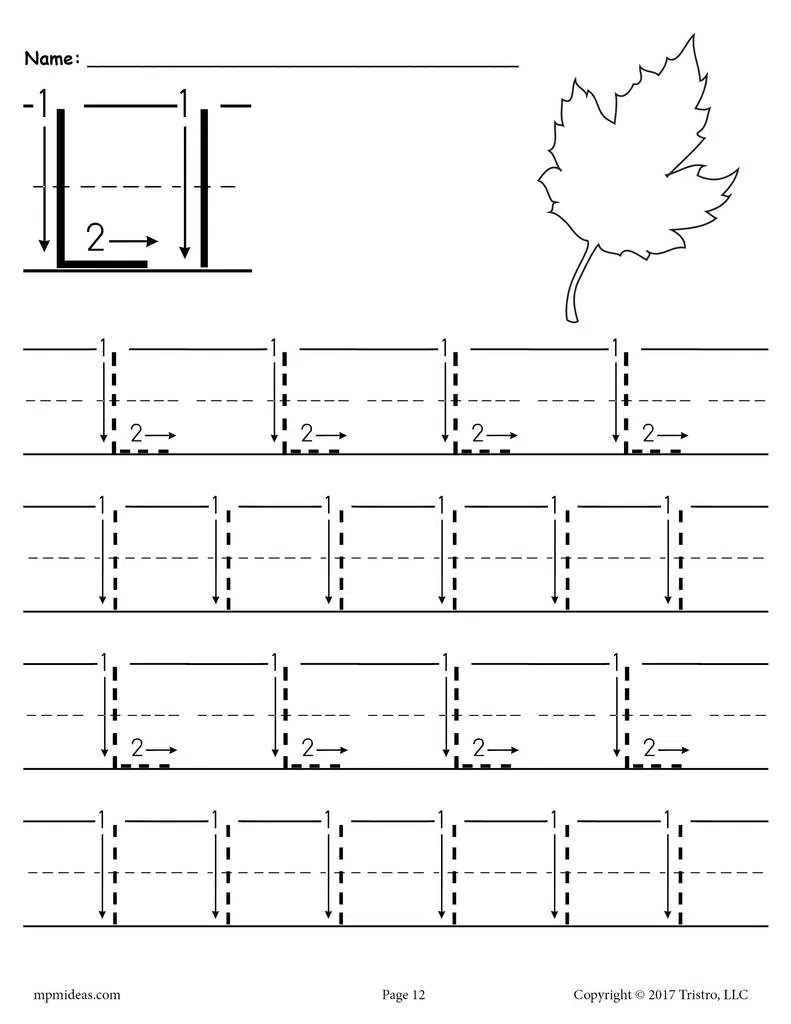 Printable Letter L Tracing Worksheet With Number And Arrow Guides