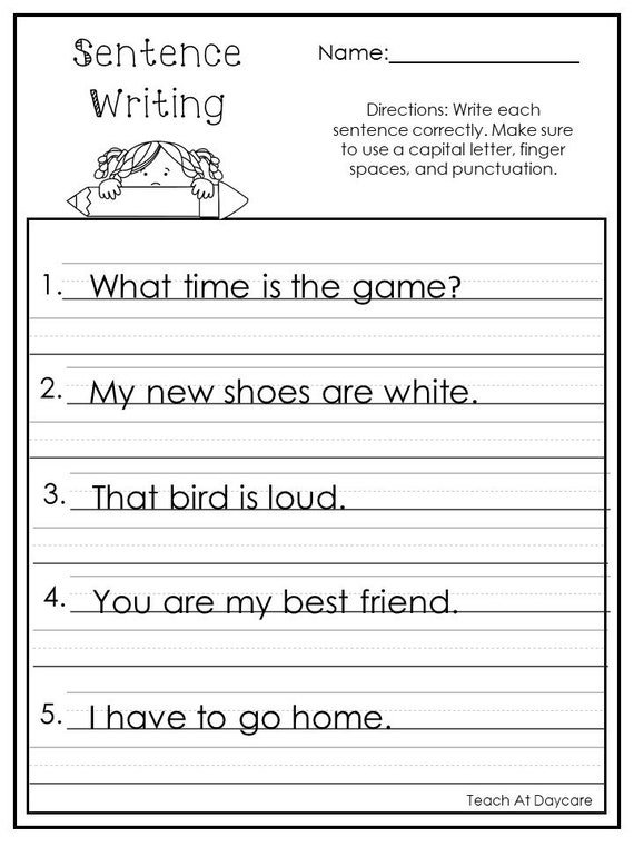 Printable Write The Sentence Worksheets St