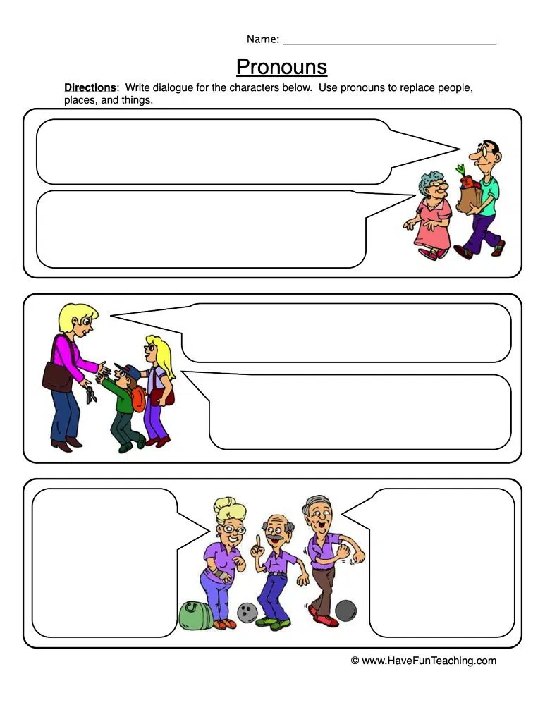 Pronouns Dialogue Worksheet