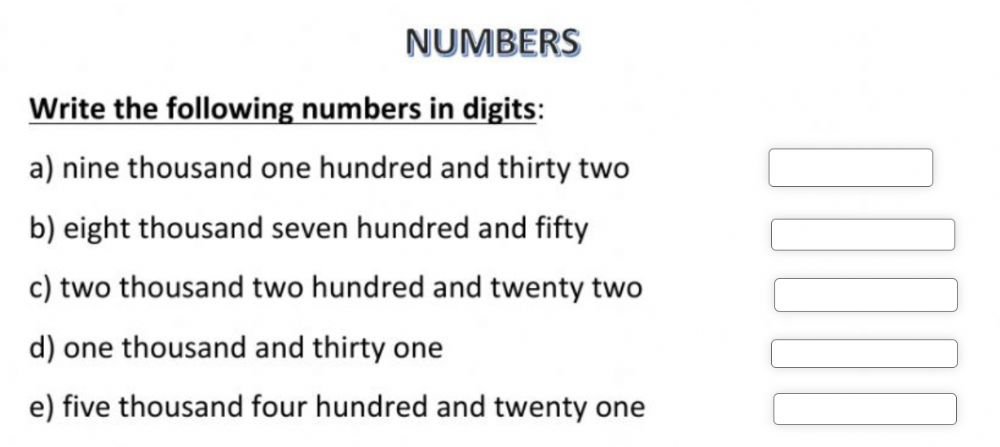 Reading And Writing Numbers