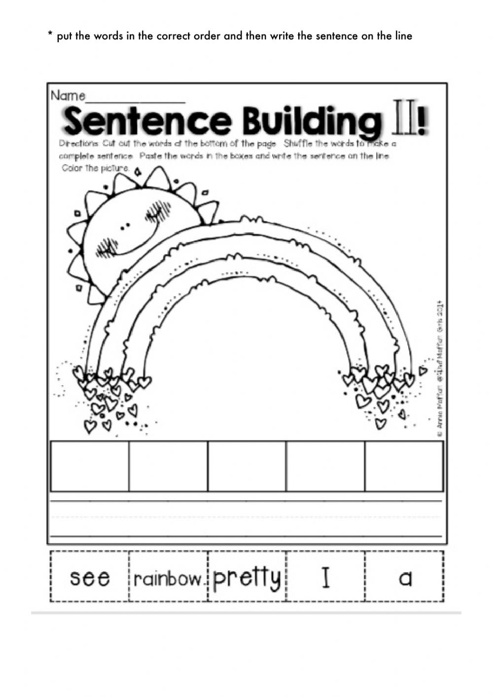 Sentence Building Interactive Worksheet