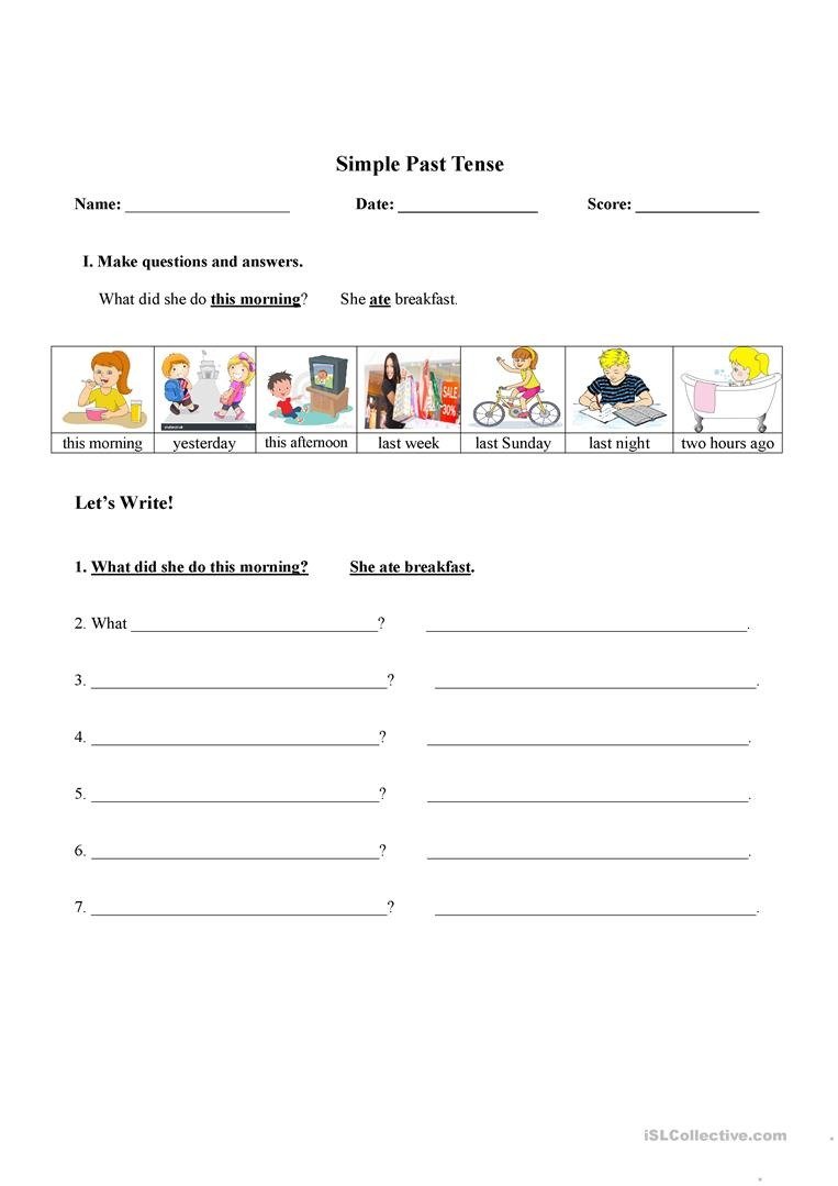 Simple Past Tense Writing Exercises