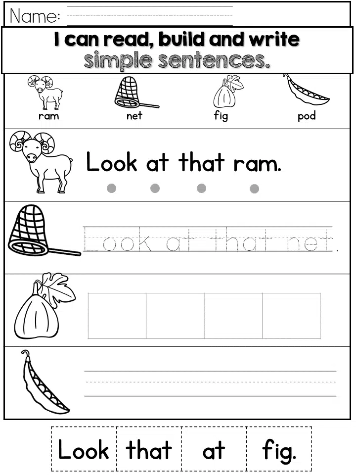 Simple Sentences Read Trace Build And Write