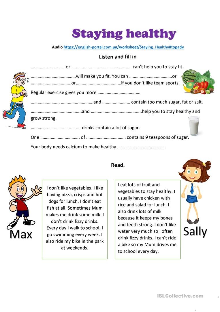 Staying Healthy Listening Reading Writing