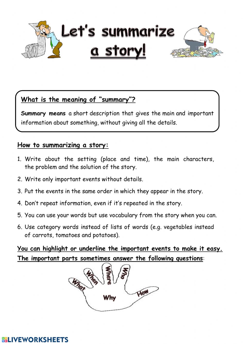 Printable Summary Writing Activities Worksheets GoodWorksheets