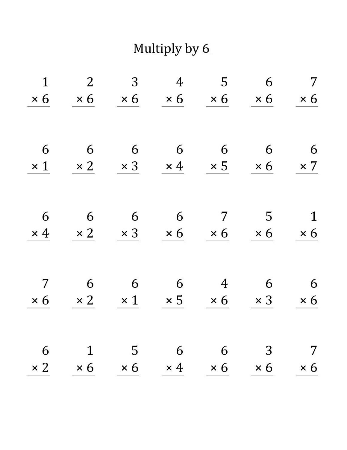 Times Table Worksheets