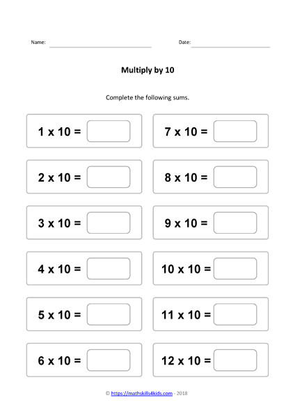 Times Table Worksheets Pdf