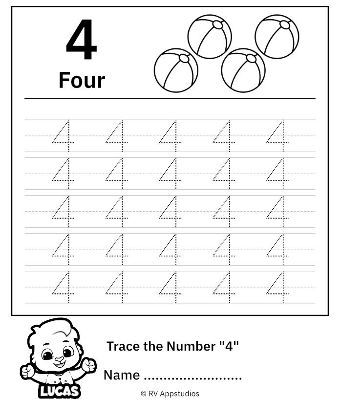 Trace Number Worksheet For Free For Kids