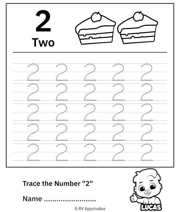 Trace Number Worksheet For Free For Kids