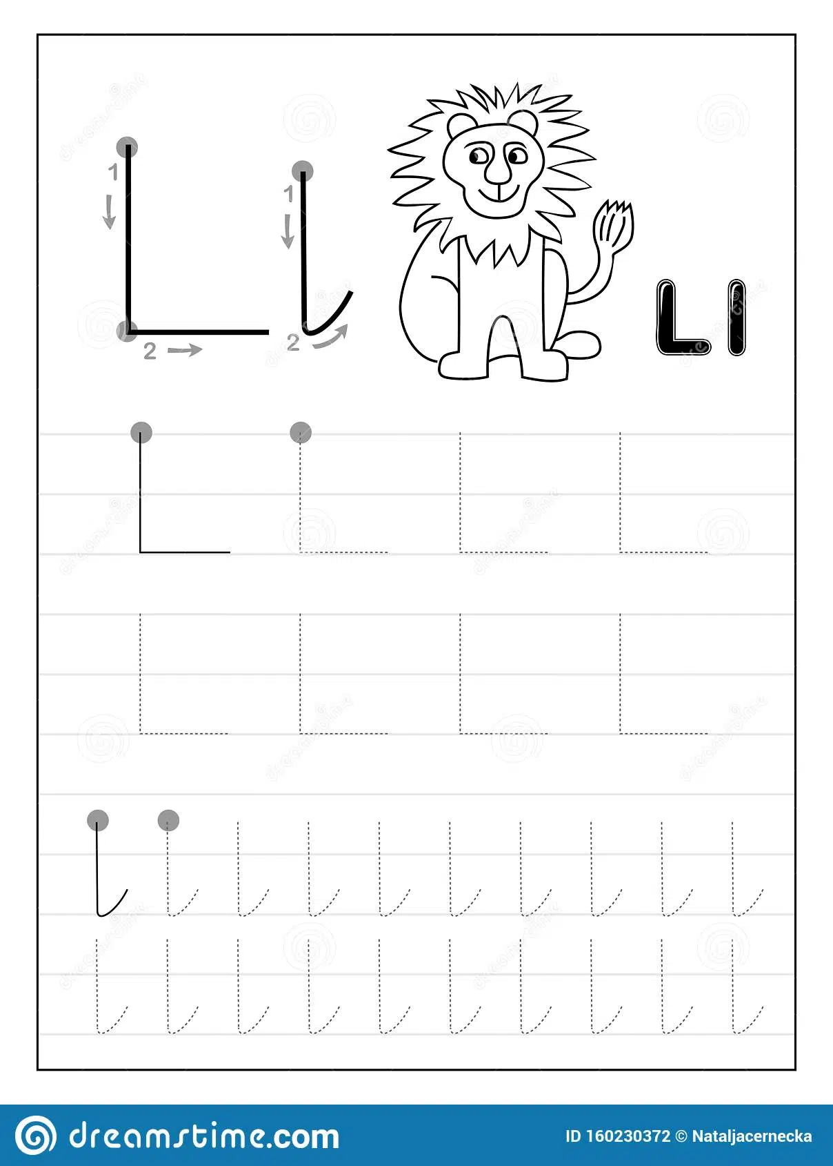 Tracing Alphabet Letter L Black And White Educational Pages On